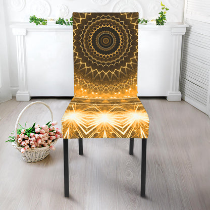 Gold Lights Kaleidoscope Print Dining Chair Slipcover