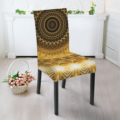 Gold Lights Kaleidoscope Print Dining Chair Slipcover