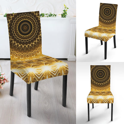 Gold Lights Kaleidoscope Print Dining Chair Slipcover