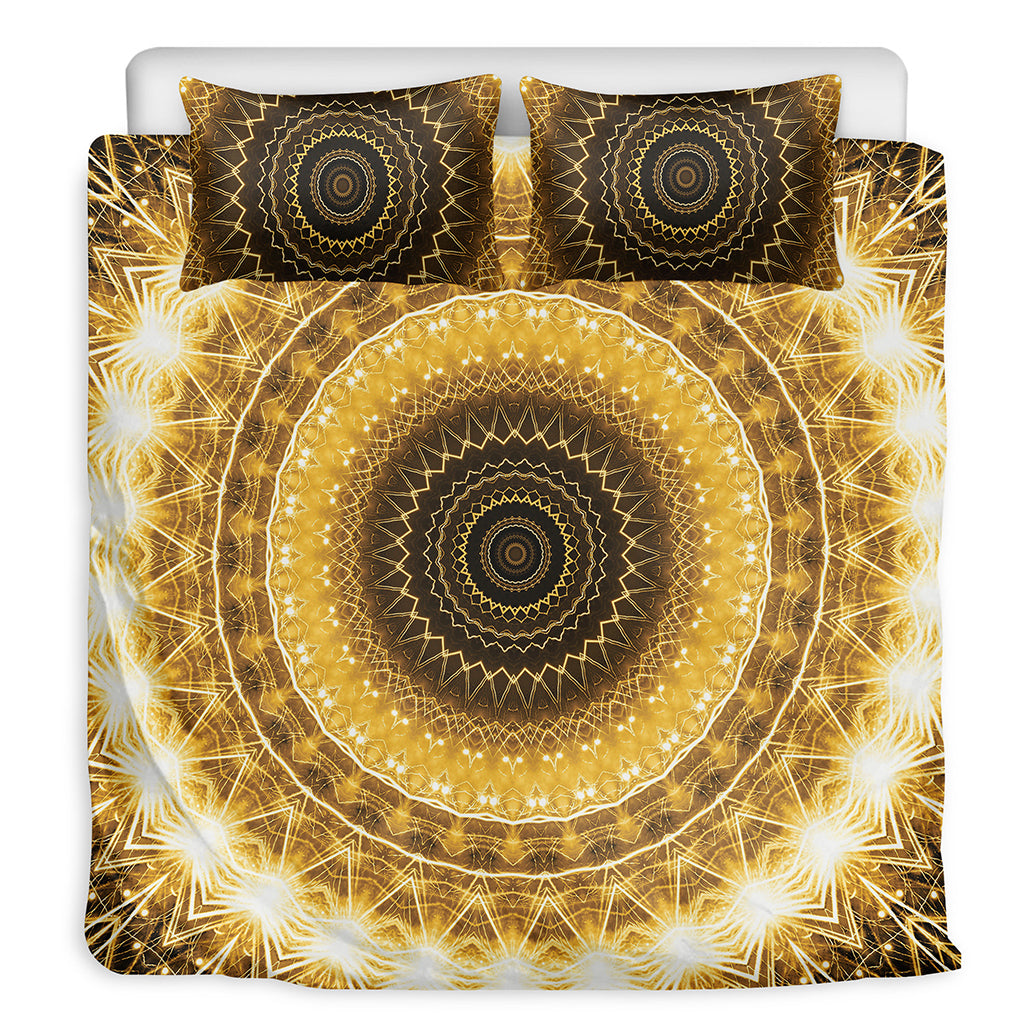 Gold Lights Kaleidoscope Print Duvet Cover Bedding Set