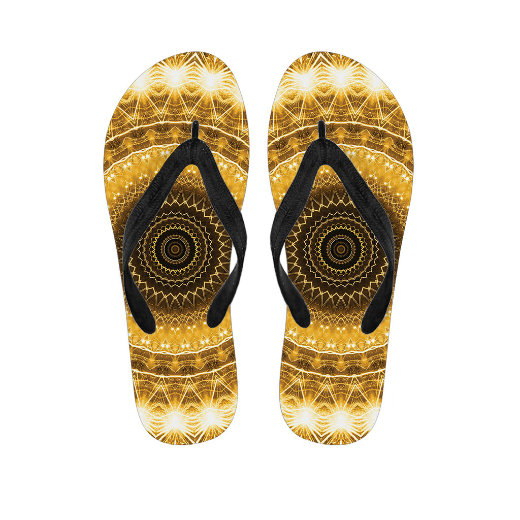 Gold Lights Kaleidoscope Print Flip Flops
