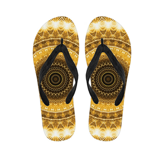 Gold Lights Kaleidoscope Print Flip Flops