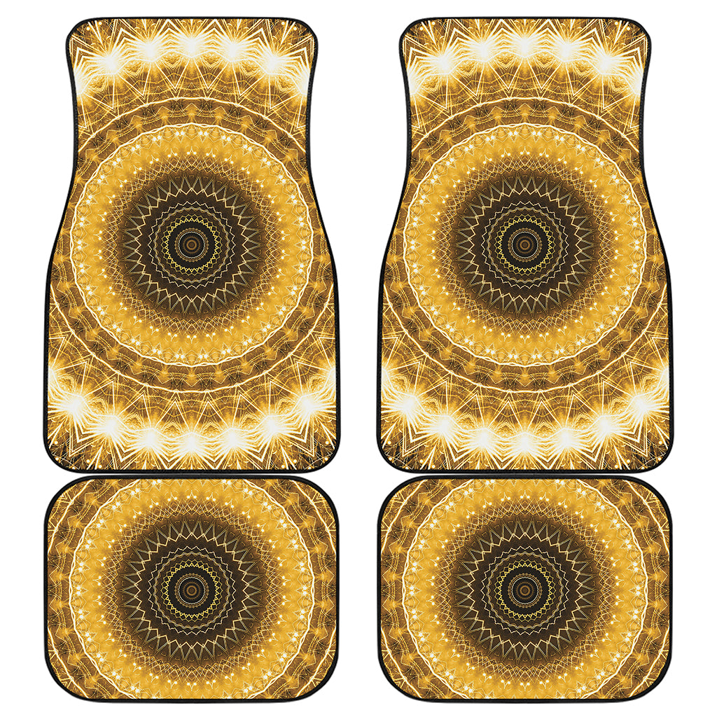 Gold Lights Kaleidoscope Print Front and Back Car Floor Mats