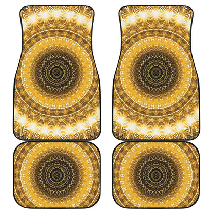 Gold Lights Kaleidoscope Print Front and Back Car Floor Mats