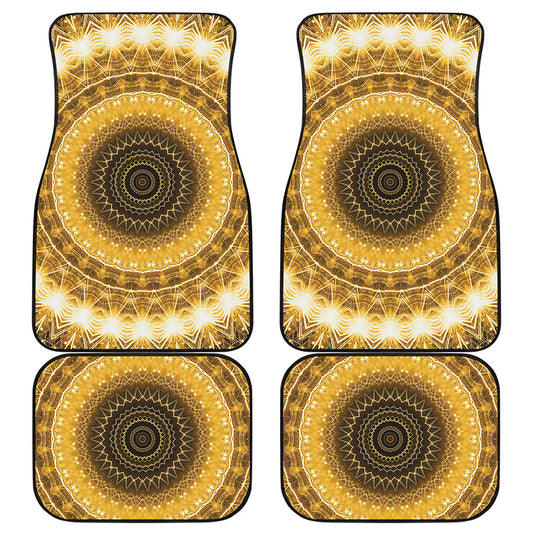 Gold Lights Kaleidoscope Print Front and Back Car Floor Mats