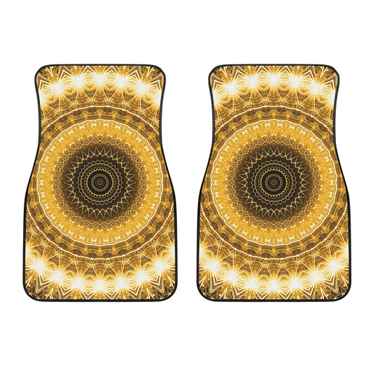 Gold Lights Kaleidoscope Print Front Car Floor Mats