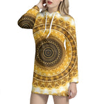 Gold Lights Kaleidoscope Print Hoodie Dress