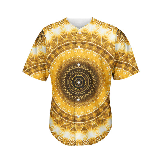 Gold Lights Kaleidoscope Print Men's Baseball Jersey