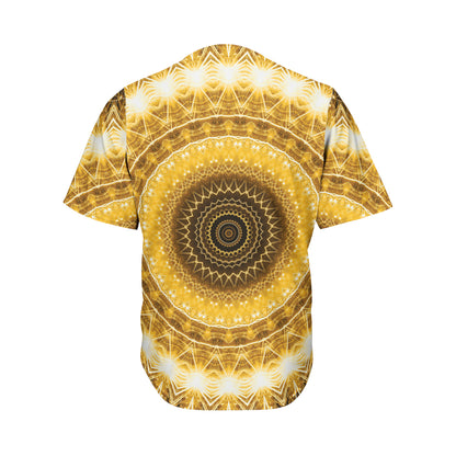 Gold Lights Kaleidoscope Print Men's Baseball Jersey