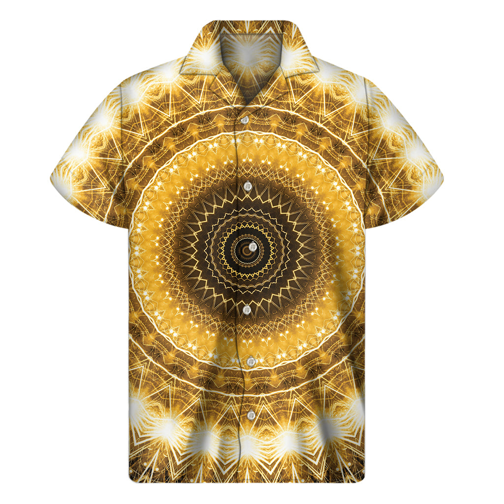 Gold Lights Kaleidoscope Print Men's Short Sleeve Shirt