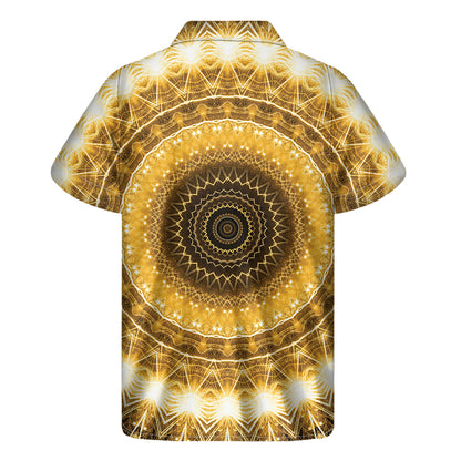 Gold Lights Kaleidoscope Print Men's Short Sleeve Shirt