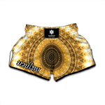 Gold Lights Kaleidoscope Print Muay Thai Boxing Shorts