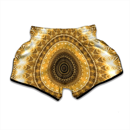 Gold Lights Kaleidoscope Print Muay Thai Boxing Shorts