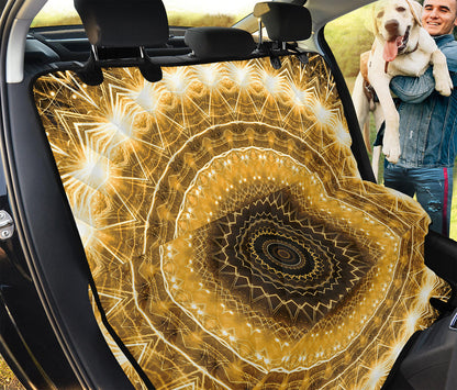 Gold Lights Kaleidoscope Print Pet Car Back Seat Cover