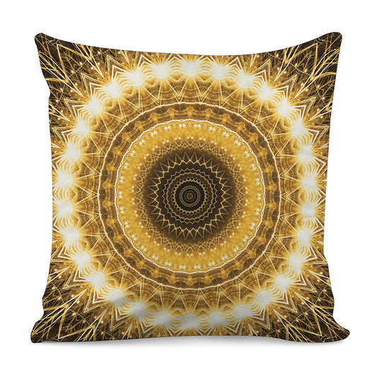 Gold Lights Kaleidoscope Print Pillow Cover