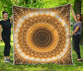 Gold Lights Kaleidoscope Print Quilt