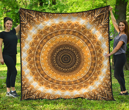 Gold Lights Kaleidoscope Print Quilt