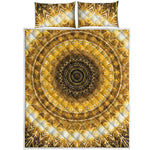 Gold Lights Kaleidoscope Print Quilt Bed Set