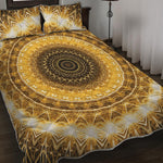 Gold Lights Kaleidoscope Print Quilt Bed Set