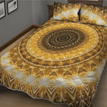 Gold Lights Kaleidoscope Print Quilt Bed Set
