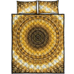 Gold Lights Kaleidoscope Print Quilt Bed Set