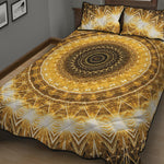 Gold Lights Kaleidoscope Print Quilt Bed Set