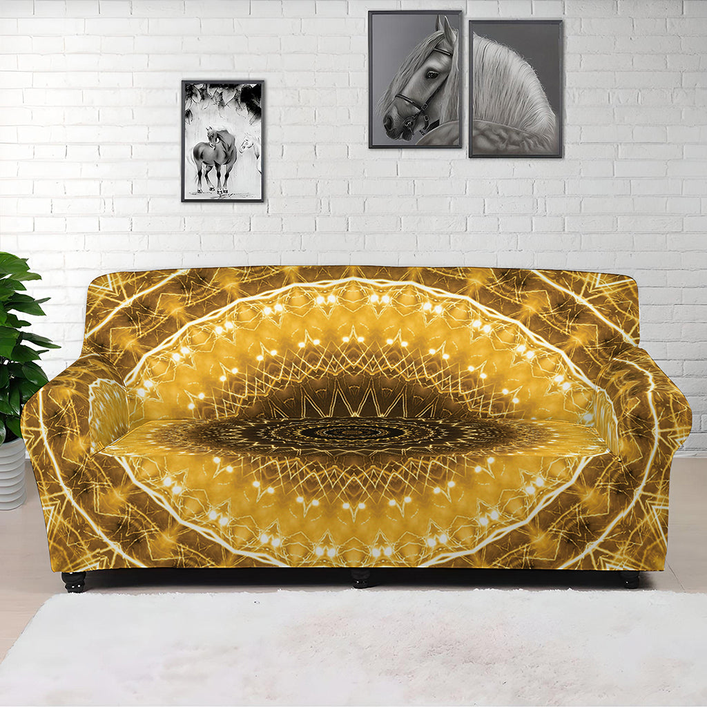 Gold Lights Kaleidoscope Print Sofa Cover