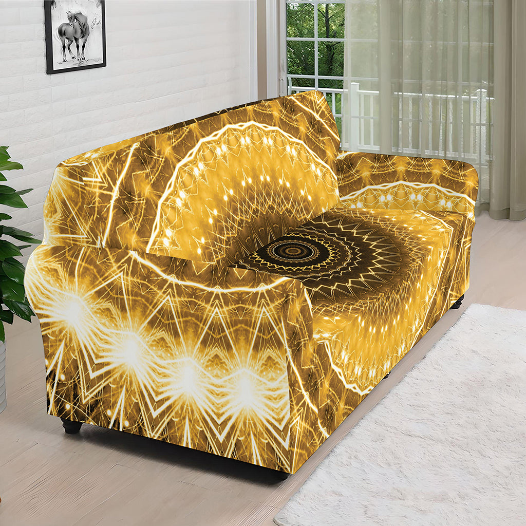 Gold Lights Kaleidoscope Print Sofa Cover