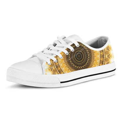 Gold Lights Kaleidoscope Print White Low Top Shoes