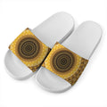 Gold Lights Kaleidoscope Print White Slide Sandals