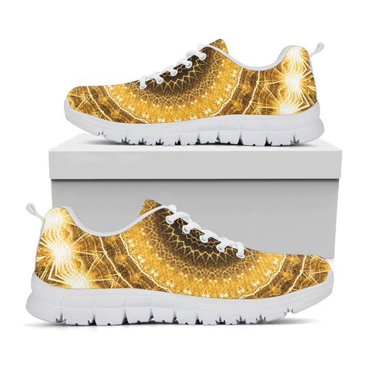Gold Lights Kaleidoscope Print White Sneakers
