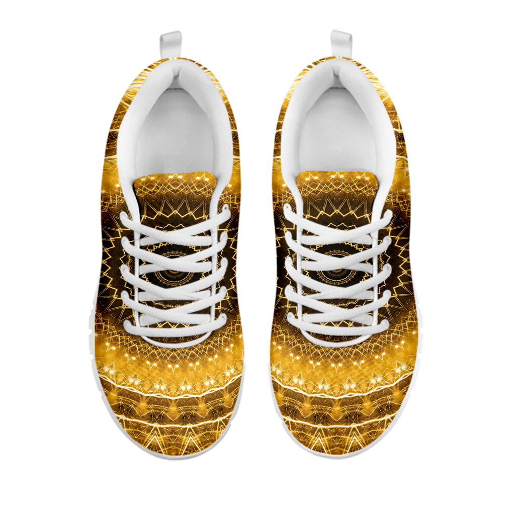 Gold Lights Kaleidoscope Print White Sneakers