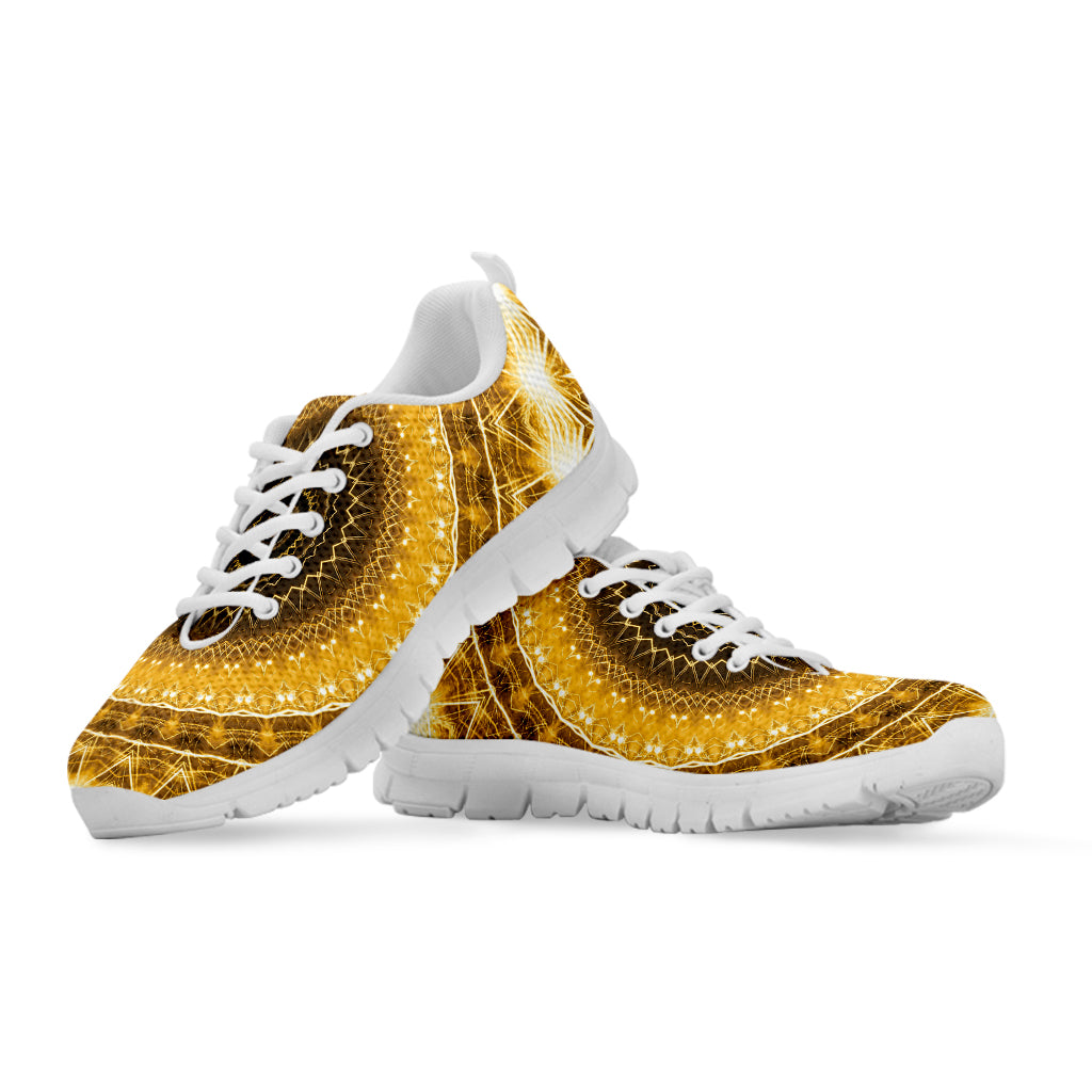 Gold Lights Kaleidoscope Print White Sneakers