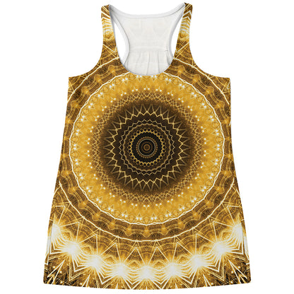 Gold Lights Kaleidoscope Print Women's Racerback Tank Top