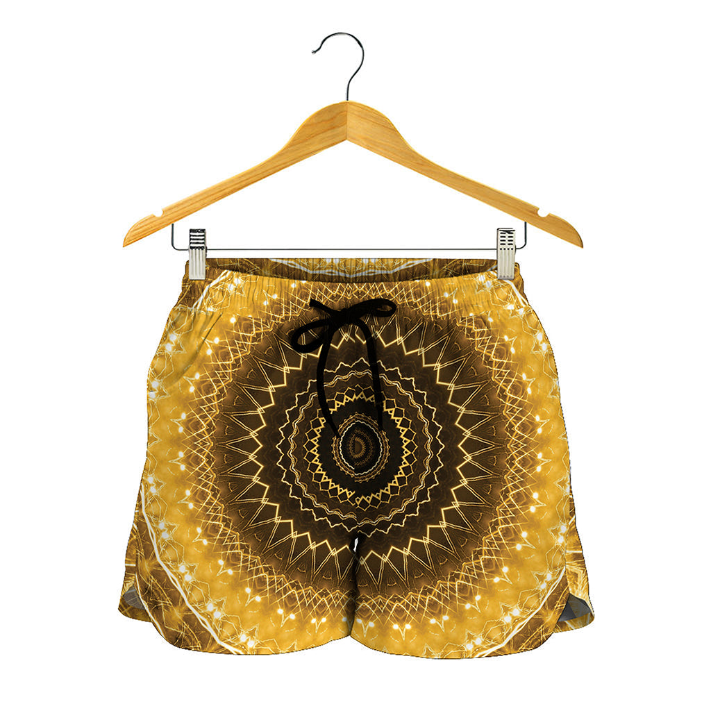 Gold Lights Kaleidoscope Print Women's Shorts