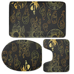 Gold Moon And Sun Print 3 Piece Bath Mat Set