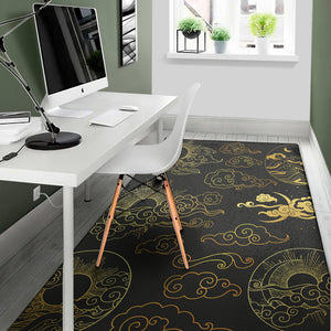 Gold Moon And Sun Print Area Rug