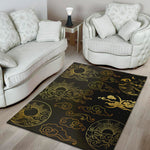 Gold Moon And Sun Print Area Rug