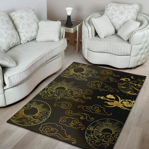 Gold Moon And Sun Print Area Rug