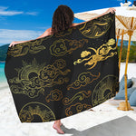 Gold Moon And Sun Print Beach Sarong Wrap