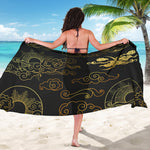 Gold Moon And Sun Print Beach Sarong Wrap