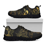 Gold Moon And Sun Print Black Sneakers