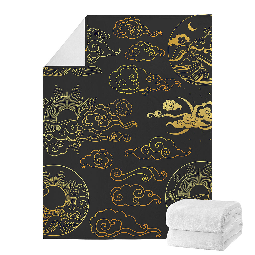 Gold Moon And Sun Print Blanket