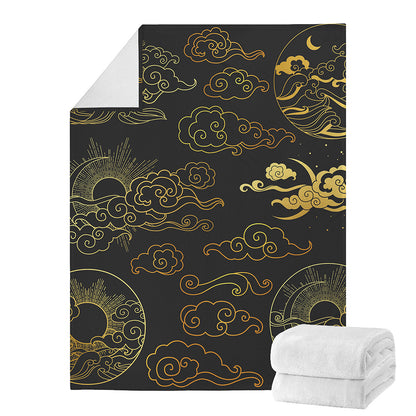 Gold Moon And Sun Print Blanket