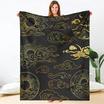 Gold Moon And Sun Print Blanket