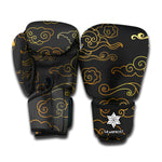 Gold Moon And Sun Print Boxing Gloves