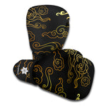 Gold Moon And Sun Print Boxing Gloves