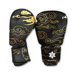 Gold Moon And Sun Print Boxing Gloves