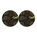 Gold Moon And Sun Print Car Coasters