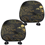 Gold Moon And Sun Print Car Headrest Covers